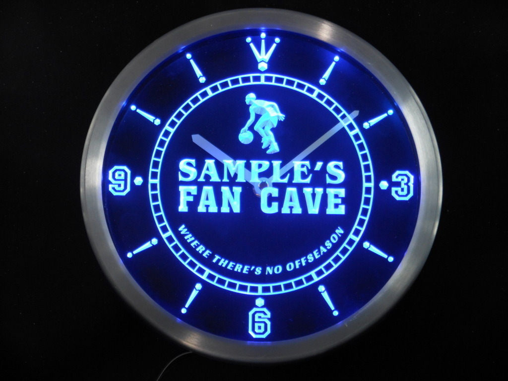 Name Personalized Basketball Fan Cave Man LED Clock